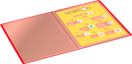 Папка с 10 прозр.вклад. Бюрократ -BPV10RED A4 пластик 0.6мм торц.карм с бум. встав красный