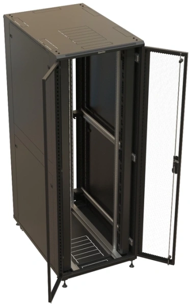 Шкаф коммутационный Hyperline (TTBR-4781-DD-RAL9004) напольный 47U 800x1000мм пер.дв.перфор. задн.дв