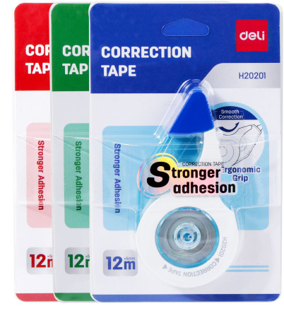 Лента коррект. Deli Cover UP EH20201 12мx5мм белый блистер