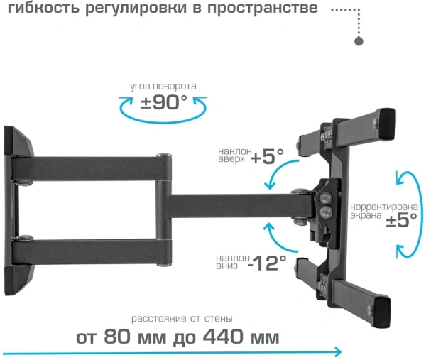 Кронштейн для телевизора Kromax CORBEL-10 титан 22"-75" макс.32кг настенный поворот и наклон