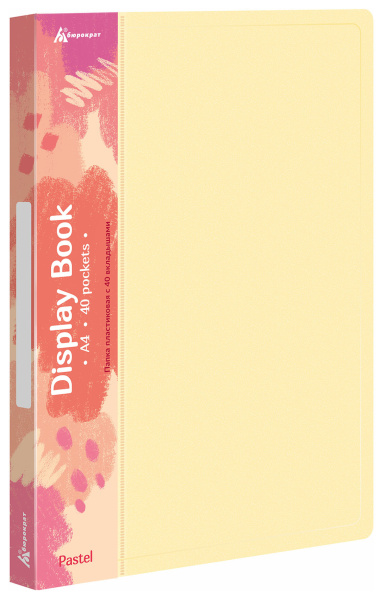 Папка с 40 прозр.вклад. Бюрократ Pastel PAST40YEL A4 пластик 0.5мм торц.карм с бум. встав желтый