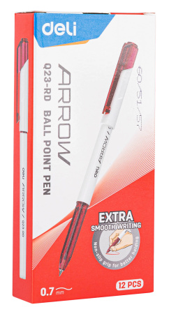Ручка шариков. Deli Arrow EQ23-RD белый/красный d=0.7мм красн. черн. (1шт)