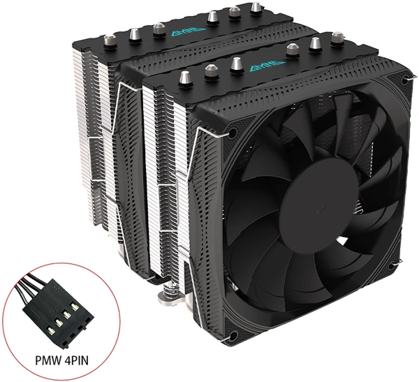 Устройство охлаждения(кулер) GMNG GG-CPC250-1 120x120x25mm Soc-AM5/AM4/1151/1200/2066/1700 черный 4-pin 22-32dB Al+Cu 250W 930gr Ret (GG-CPC250-1-BK)