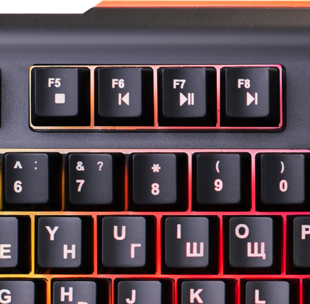 Клавиатура Оклик 717G BLACK DEATH черный/серый USB Multimedia for gamer LED