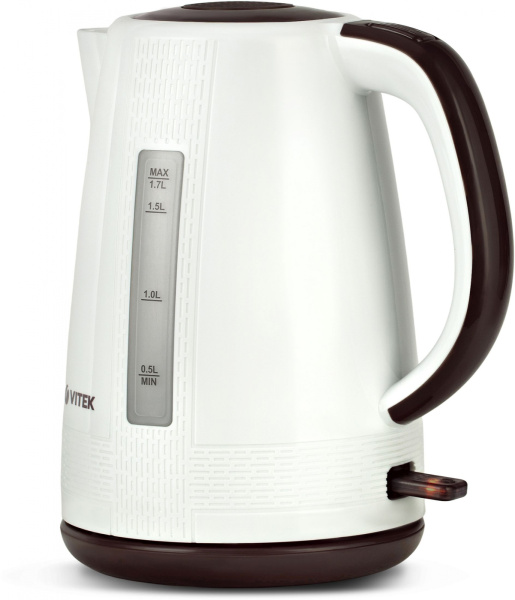 Чайник электрический Vitek VT-7055 1.7л. 2150Вт белый/коричневый (корпус: пластик)