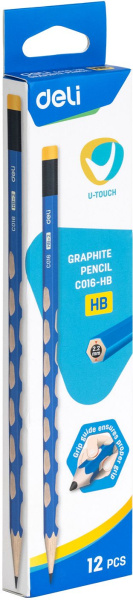 Карандаш ч/г Deli EC016-HB U-Touch HB трехгран. (12шт)