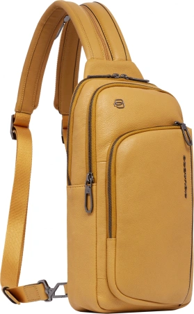 Рюкзак слинг мужской Piquadro Cronus CA6686S134/G горчичный кожа