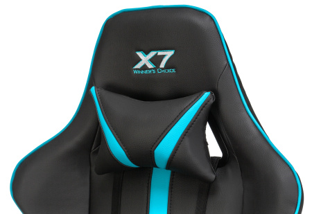 Кресло игровое A4Tech X7 GG-1200 черный/голубой эко.кожа крестов. пластик