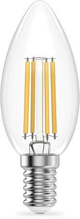 Лампа филам. Gauss Filament 10Вт цок.:E14 свеча 220B св.свеч.бел.теп. (упак.:10шт) (32110)