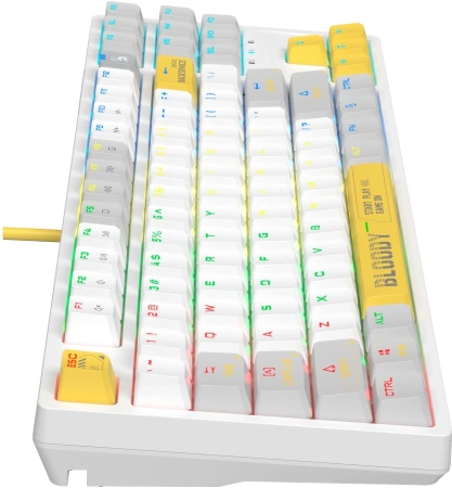 Клавиатура A4Tech Bloody S87 Energy механическая белый/желтый USB for gamer LED (S87 USB ENERGY WHIT