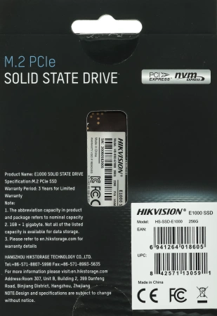 Накопитель SSD Hikvision PCI-E 3.0 x4 256Gb HS-SSD-E1000/256G HS-SSD-E1000/256G Hiksemi M.2 2280