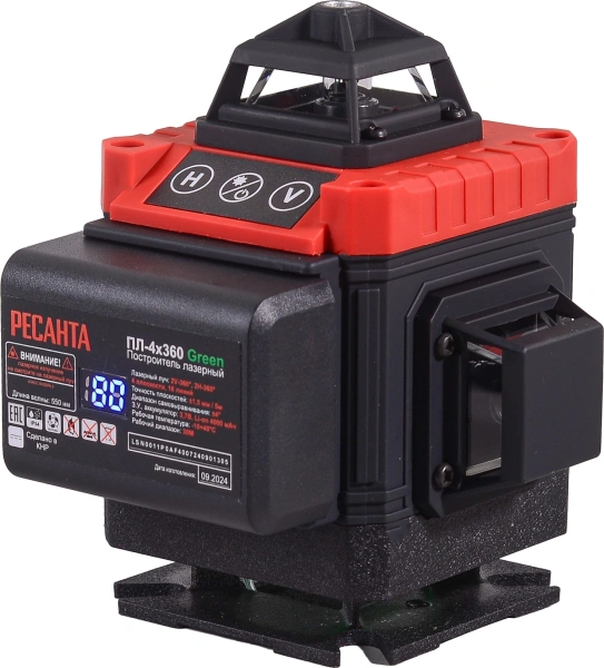 Уровень лазер. Ресанта ПЛ-4Х360ШС 2кл.лаз. 550нм цв.луч. зеленый 4луч. (61/10/545)