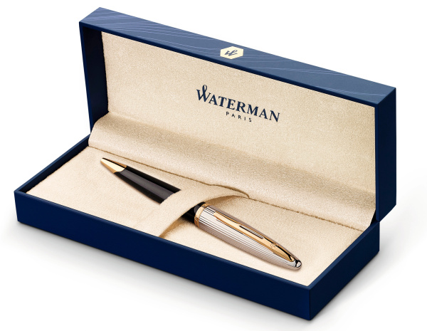 Ручка шариков. Waterman Carene De Luxe (CWS0700000) Black Silver GT M син. черн. подар.кор.