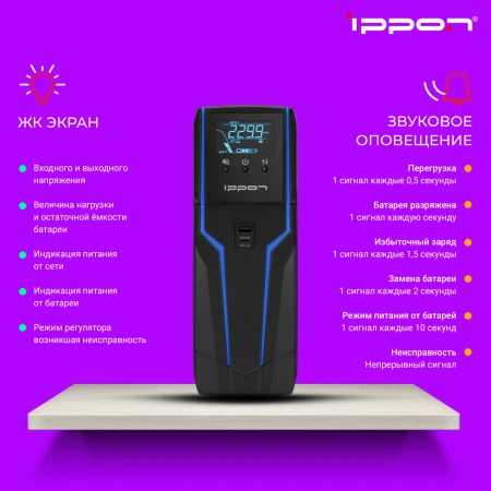 Источник бесперебойного питания Ippon Game Power Pro 1000 600Вт 1000ВА черный