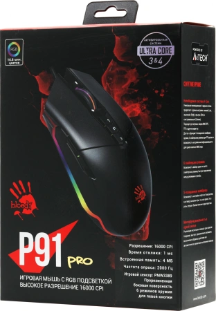 Мышь A4Tech Bloody P91 Pro черный оптическая (16000dpi) USB3.0 (8but)