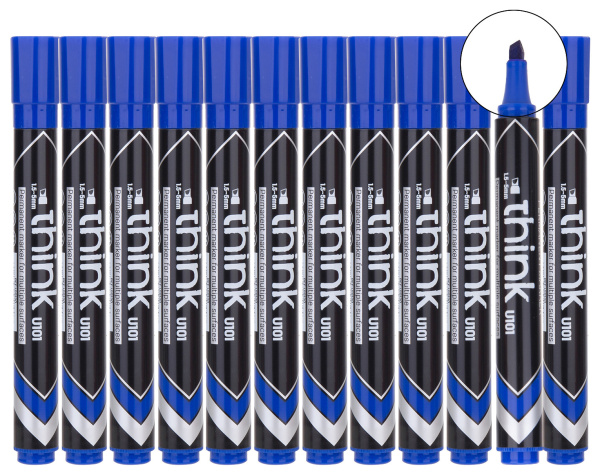 Маркер перманентный Deli EU10130 Think скошенный пиш. наконечник 1.5-5мм синий