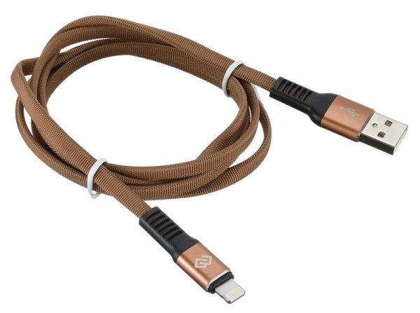 Кабель Digma LIGHT-1.2M-FLAT-BR USB (m)-Lightning (m) 1.2м коричневый плоский