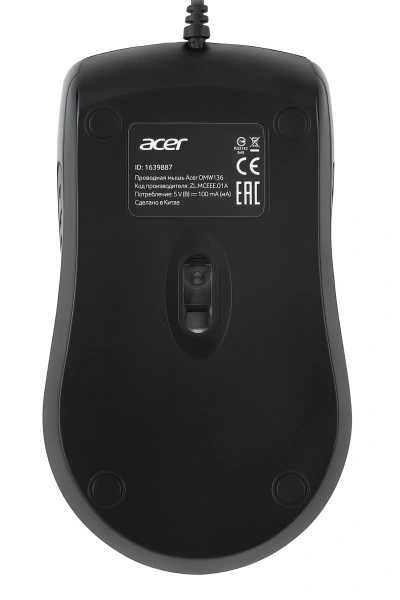 Мышь Acer OMW136 черный оптическая (1000dpi) USB (2but)