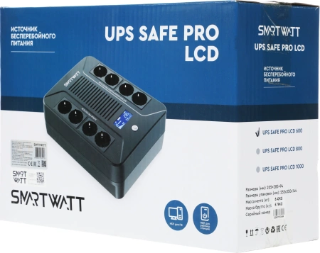 Источник бесперебойного питания Smartwatt SAFE PRO LCD 600 360Вт 600ВА черный