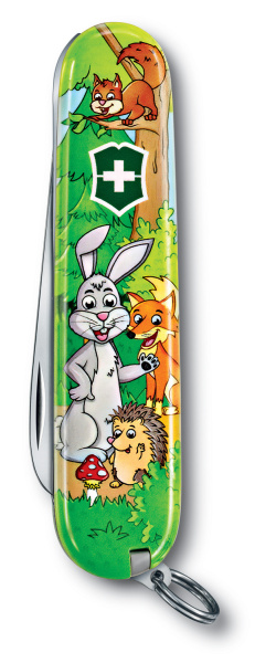 Нож перочинный Victorinox My First Victorinox Rabbit Edition (0.2373.E2) 84мм 9функц. зеленый/рисунок карт.коробка