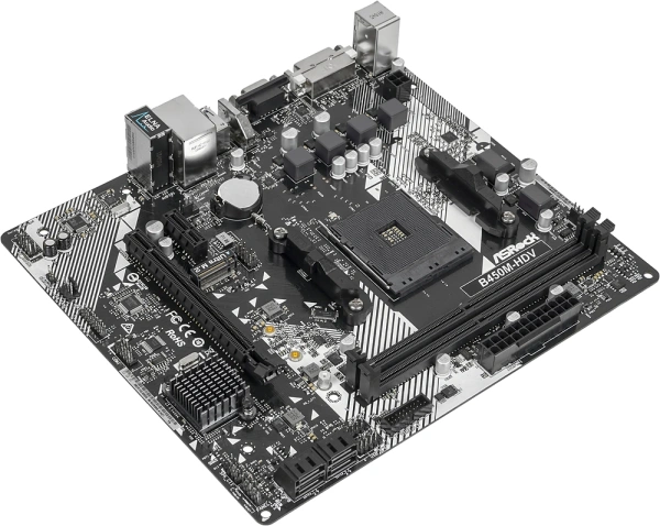Материнская плата Asrock B450M-HDV R4.0 Soc-AM4 AMD B450 2xDDR4 mATX AC`97 8ch(7.1) GbLAN RAID+VGA+DVI+HDMI