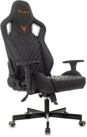 Кресло игровое Knight Outrider черный ромбик эко.кожа с подголов. крестов. металл
