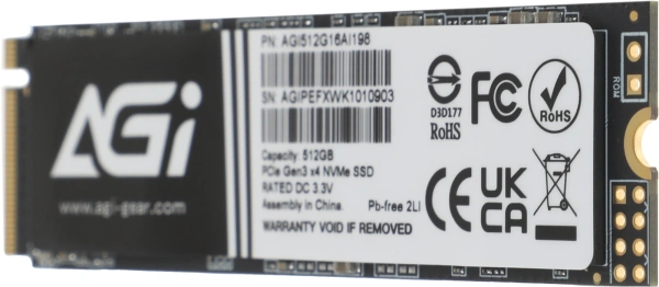 Накопитель SSD AGi PCIe 3.0 x4 512GB AGI512G16AI198 AI198 M.2 2280 OEM