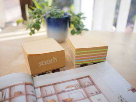 Блок самоклеящийся бумажный Stick`n 21817 76x76мм 400лист. пастель+крафт Kraft Notes "палета"