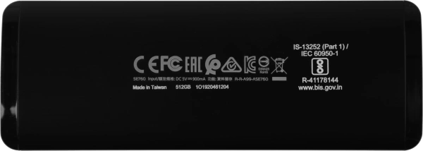 Накопитель SSD A-Data USB-C 512Gb ASE760-512GU32G2-CBK SE760 1.8" черный