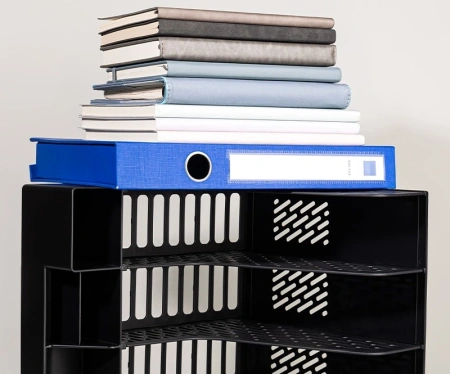 Лоток вертикальный Deli E9849 BLACK E9849 4отд. сборный для бумаг 325x320x275мм черный пластик пластиковый пакет