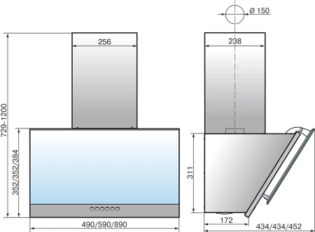Вытяжка каминная Elikor Рубин S4 50П-700-Э4Д антрацит управление: кнопочное (1 мотор)