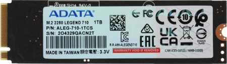 Накопитель SSD A-Data PCIe 3.0 x4 1TB ALEG-710-1TCS Legend 710 M.2 2280