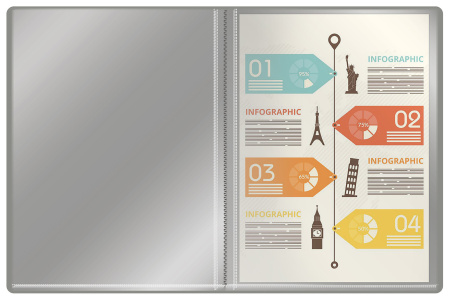 Папка с 40 прозр.вклад. Buro -ECB40GREY A4 пластик 0.5мм серый