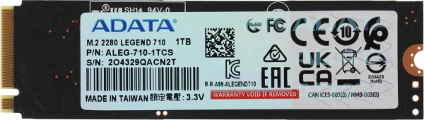 Накопитель SSD A-Data PCIe 3.0 x4 1TB ALEG-710-1TCS Legend 710 M.2 2280