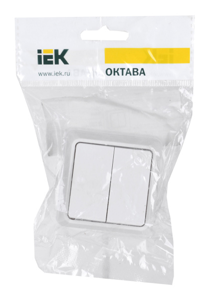 Выключатель IEK Октава откр. 2кл. IP20 белый (упак.:1шт) (EVO20-K01-10-DC)