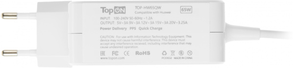 Адаптер TopON TOP-HW65QW автоматический 65W 5V-20V 3.25A от бытовой электросети
