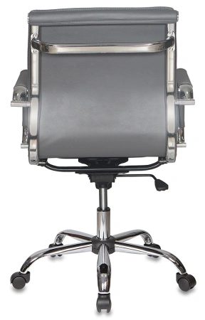 Кресло руководителя Бюрократ CH-993-Low серый эко.кожа низк.спин. крестов. металл хром