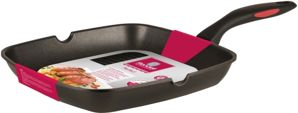 Сковорода-гриль Rondell Perfect RDA-1562 квадратная 28см покрытие: Xylan Plus ручка несъемная (без крышки) черный