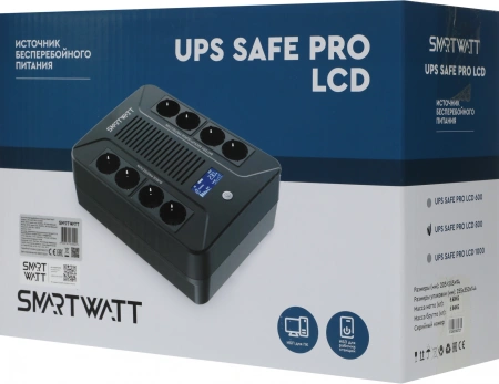 Источник бесперебойного питания Smartwatt SAFE PRO LCD 800 480Вт 480ВА черный