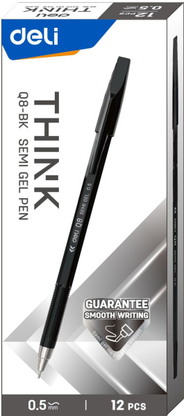Набор ручек шариков. Deli Think EQ8-BK черн. черн. (12шт) линия 0.5мм
