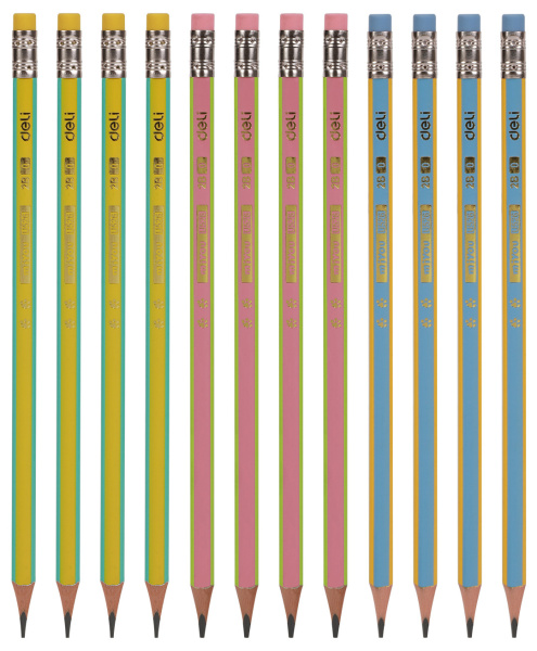 Карандаш ч/г Deli EU52606-1 miYou 2B трехгран. липа туба пл. (1шт) ластик