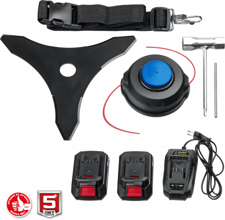 Триммер электрический Зубр ТАБ-365-22 аккум. разбор.штан. реж.эл.:леска/нож