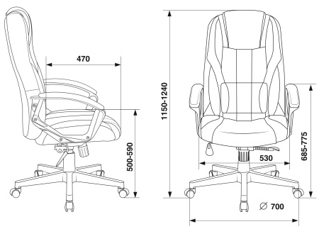 Кресло игровое Zombie 9 черный/серый текстиль/эко.кожа крестов. пластик