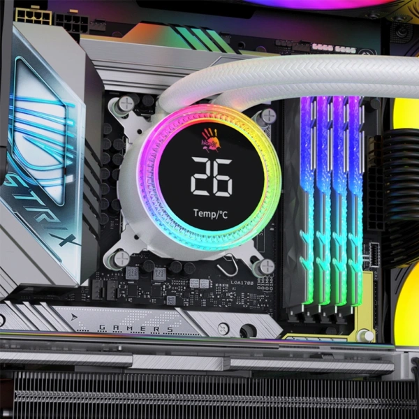 Система водяного охлаждения Bloody BD-LC240ARGB2 ARGB Soc-AM5/AM4/1200/1700/1851 белый 4-pin 22-35dB Al+Cu LCD 260W 1100gr Ret (BD-LC240ARGB2-WH)