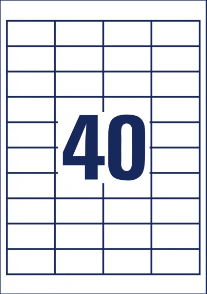 Этикетки Avery Zweckform 3657 A4 48.5x25.4мм 40шт на листе/70г/м2/100л./белый матовое самоклей. универсальная