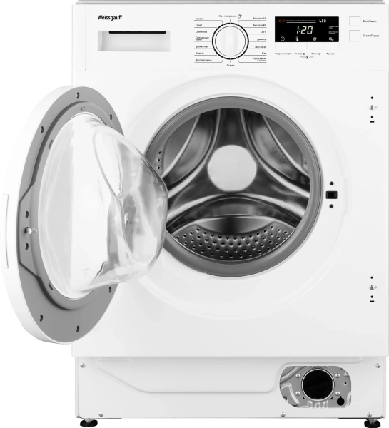 Стиральная машина Weissgauff WMI 6147 Inverter Steam класс:A+++ загрузка до 7кг отжим:1400об/мин белый инвертер