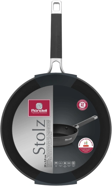 Сковорода Rondell Stolz RDA-1766 круглая 26см покрытие: Xylan Plus ручка несъемная (без крышки) серый