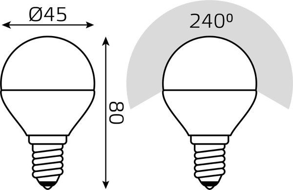 Лампа светодиодная Gauss Basic 10531152T 5.5Вт цок.:E14 шар 240B 3000K св.свеч.бел.теп. (упак.:3шт)