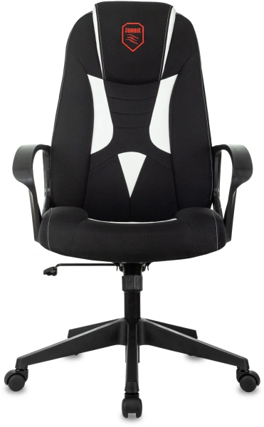 Кресло игровое Zombie 200 черный/белый ткань/эко.кожа крестов. пластик