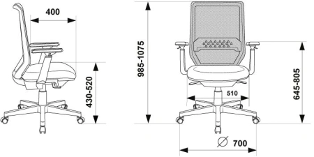 Кресло Бюрократ MC-W611N темно-серый TW-04 38-417 сетка/ткань крестов. пластик пластик белый